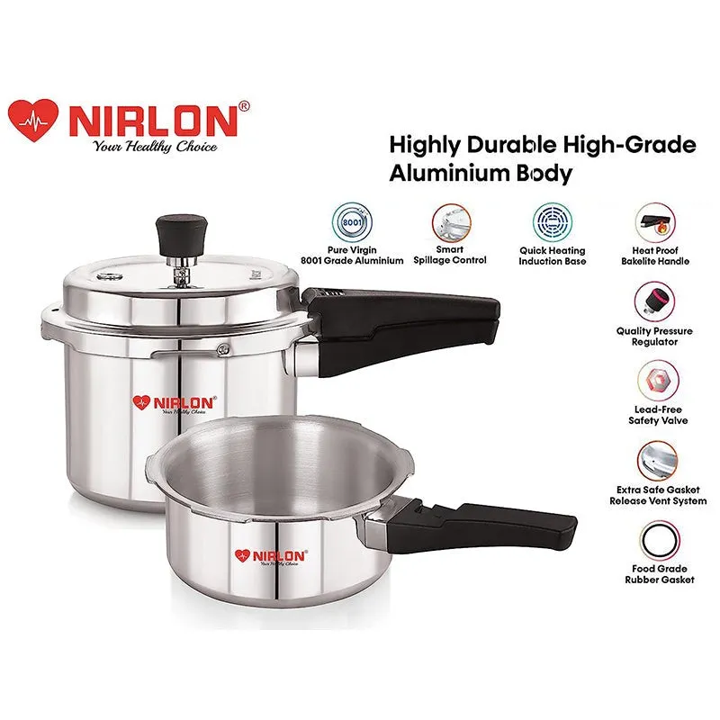 Nirlon Steel Shine Pressure Cooker(3L/2L) - Set Of Two media 4
