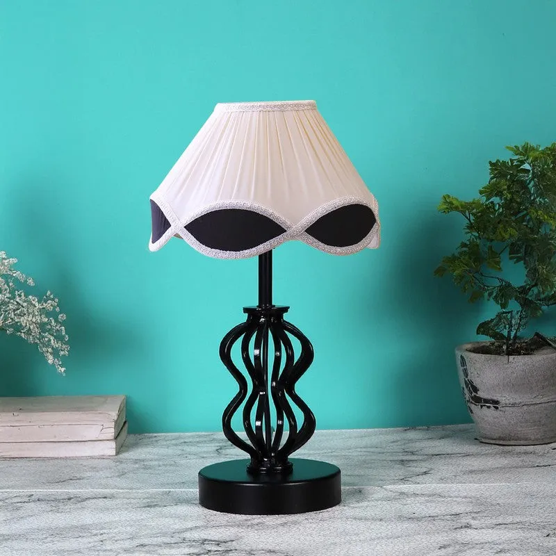 Auretha Cotton Table Lamp With Wooden Base - Ivory media 4