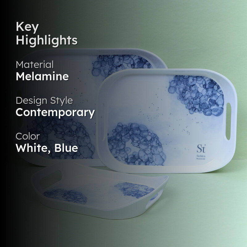 Hydrangea Florae Serving Tray (Blue) - Set Of Three image 2