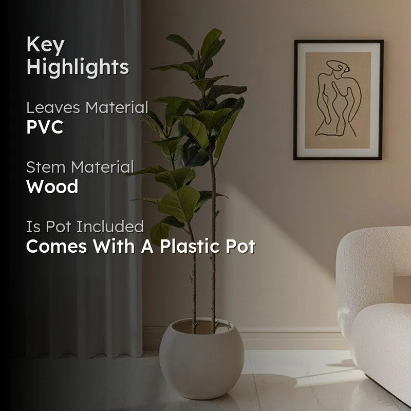 Stylish Fiddle Leaf Fig Artificial Plant With Black Plastic Pot media 2