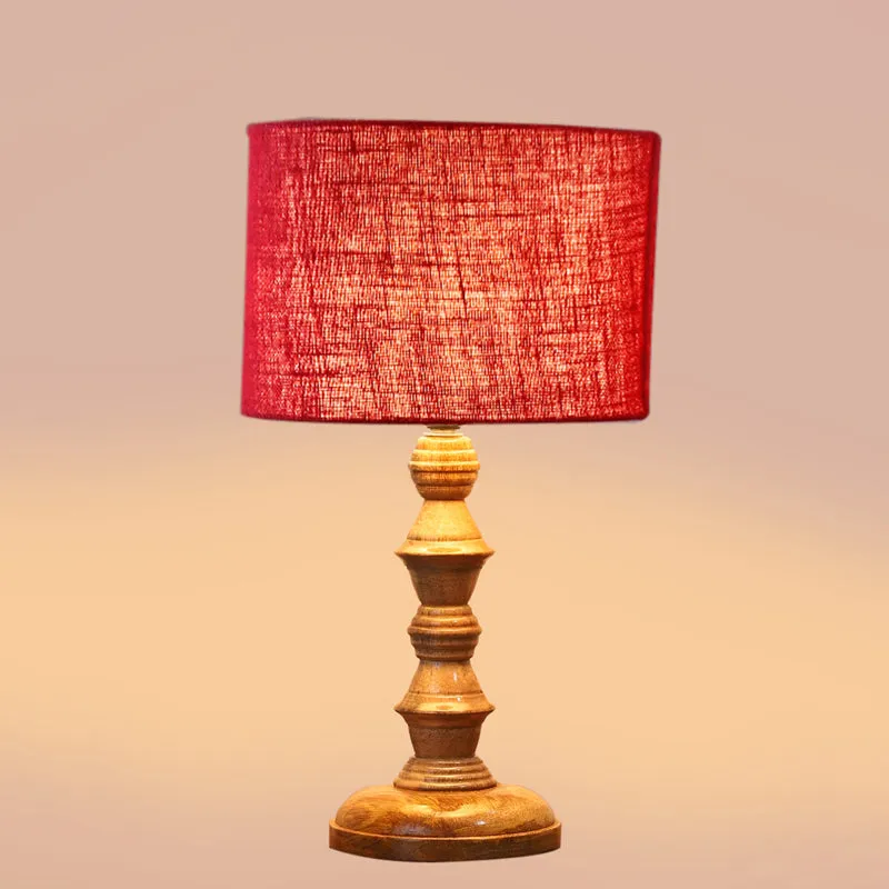 Sienna I Timber Wooden Table Lamp - Red,Brown media 4