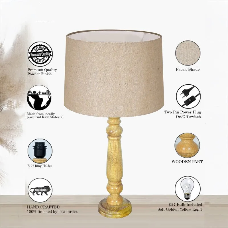 SerenityAura Ambient Wooden Table Lamp - Beige media 6