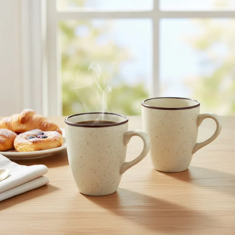 Ceramic Ceramic Coffee Mug (300 mL Each,Beige) - Set Of Two media 3