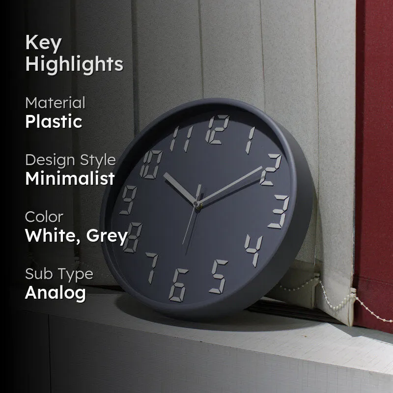 Centura Analog Wall Clock - White & Grey - 2