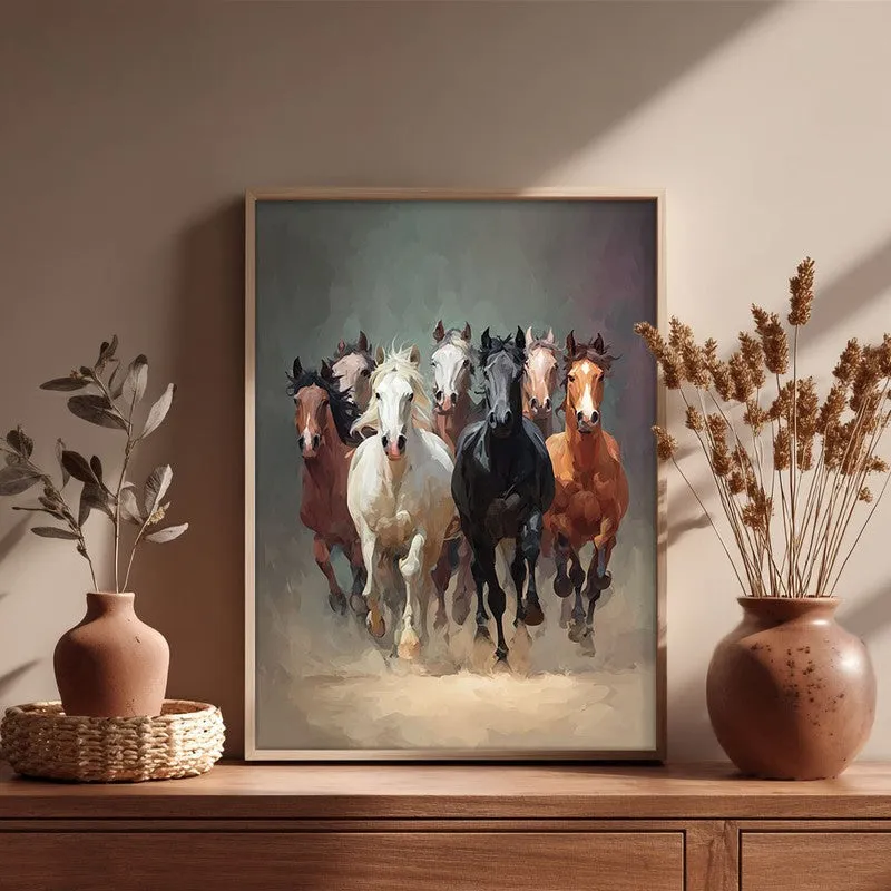 Gallop of Freedom Horse Archival Paper Wall Painting With Brown Frame media 5