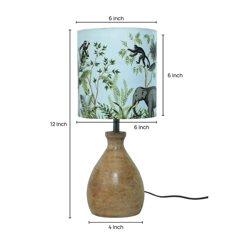 Enchanted Jungle Wooden Base Cotton Table Lamp - Multicolor media 5