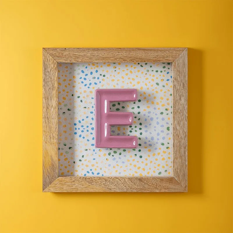(E) Mini Mottled Mono Ceramic & Wooden Wall Accent - Pink media 1