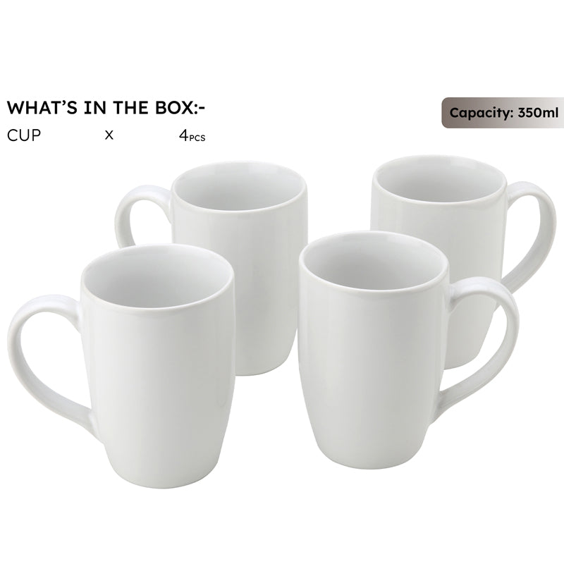 Kopi Ceramic Coffee Mug (White/350 mL Each) - Set Of Four media 5