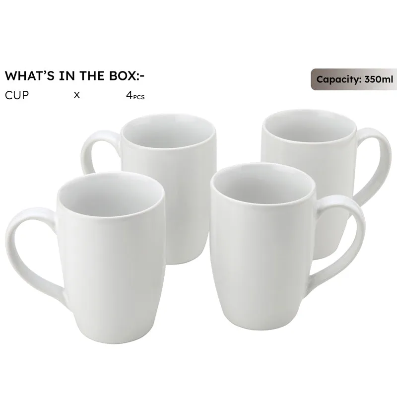 Kopi Ceramic Coffee Mug (White/350 mL Each) - Set Of Four media 5