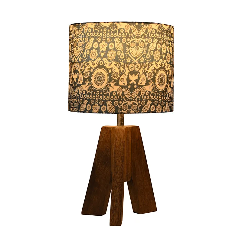 Ethnic Art Tripod Fabric Table Lamp - Grey media 3