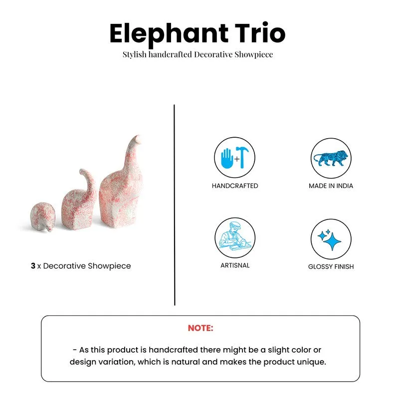 Elephant Trio Ceramic Handpainted Showpiece - Set Of Three media 6