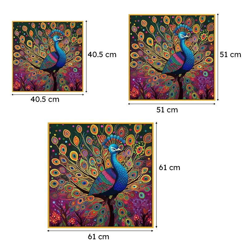 Peacock Majesty Canvas Wall Art With Frame media 7