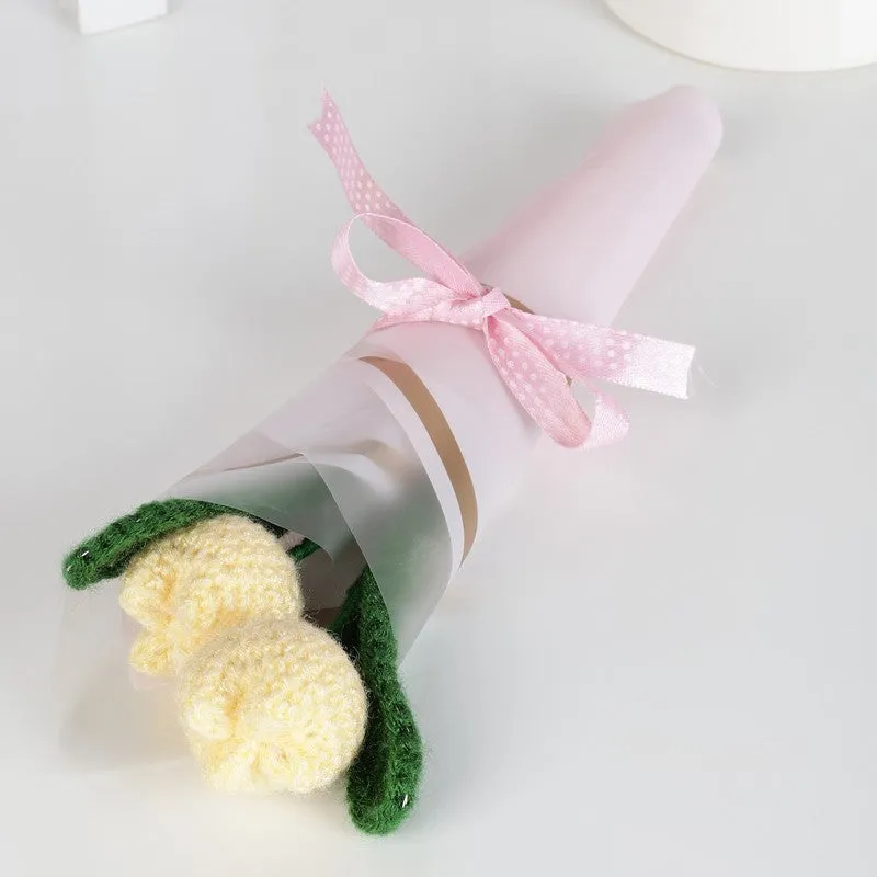 Crochet Handmade Tulip Bouquet (Cream) - Set Of Two media 6