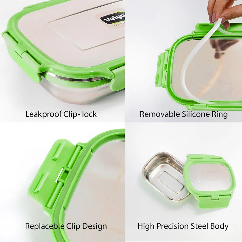 Delico Pack Parrot Green Lunch Box With Insulated Pouch (775 mL /150 mL) - Three Piece Set media 5
