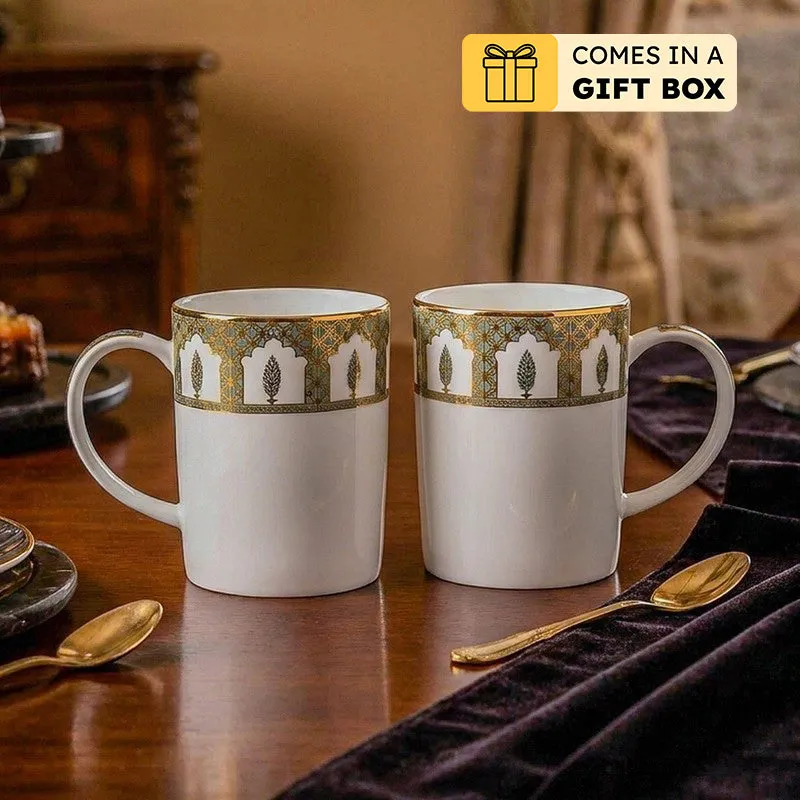 Gilded Chinar Slim 24k Gold Brushed Porcelain Coffee Mug (280 mL Each) - Set Of Six media 1