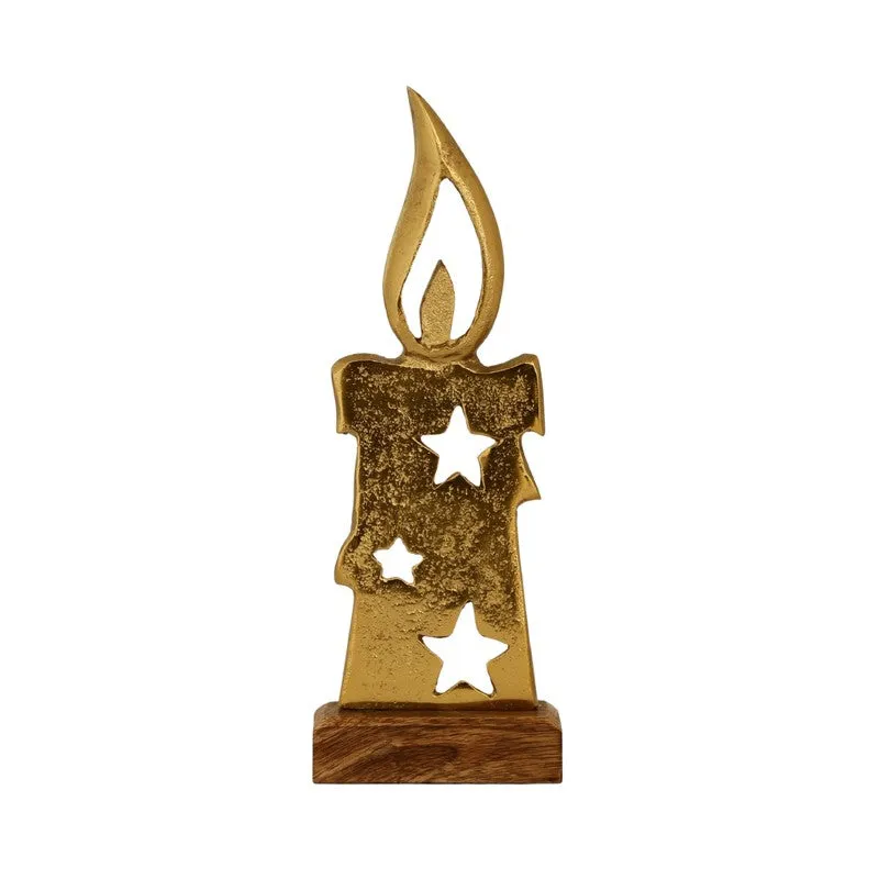 Golden Aluminum Flame Candle Showpiece media 3