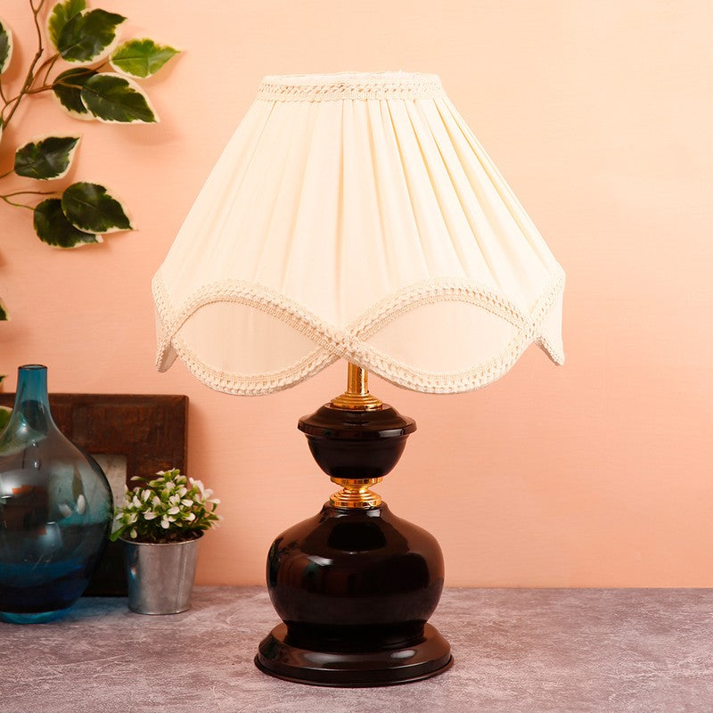 Celastra Cotton Table Lamp With Iron Base - White