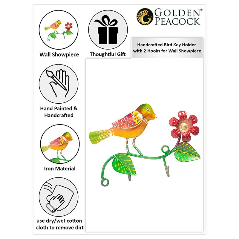 Bird Bliss Handpainted Key Holder - Yellow & Green media 7