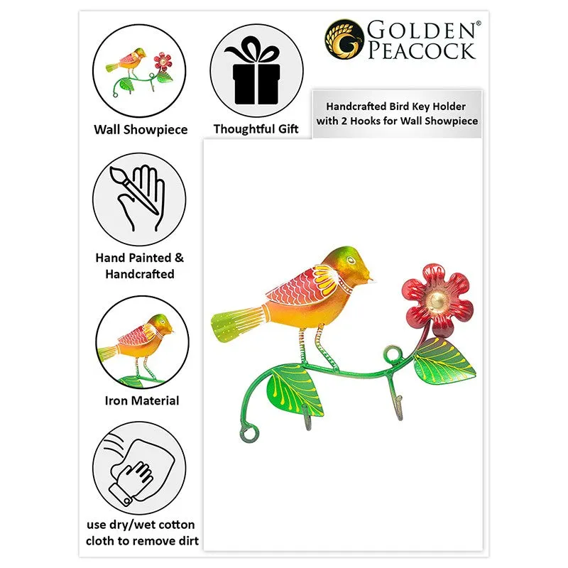Bird Bliss Handpainted Key Holder - Yellow & Green media 7