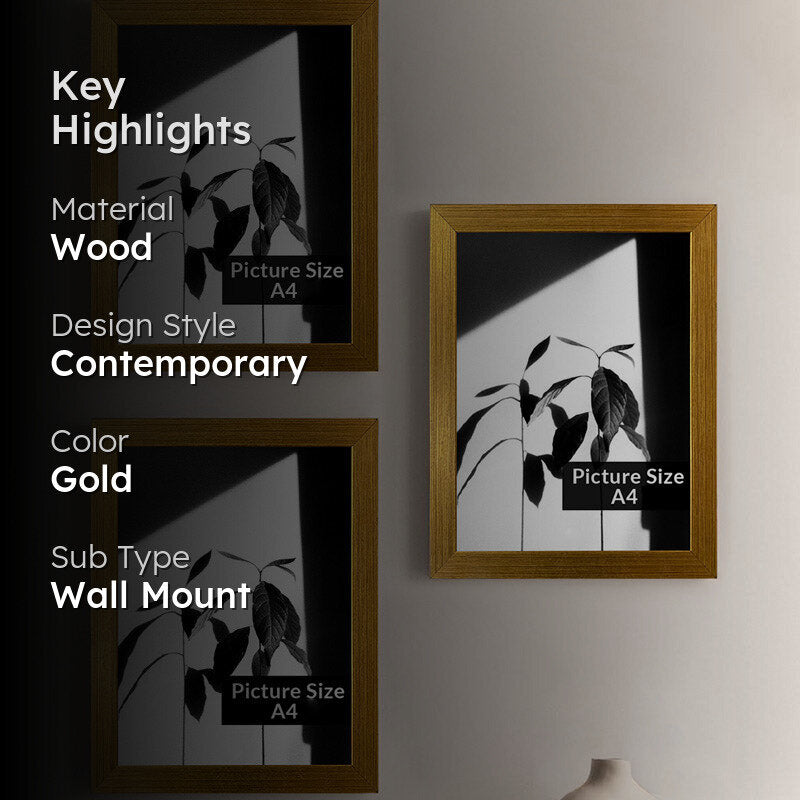 Arabella Wooden Photo Frame (Gold) - Set of Three media 2