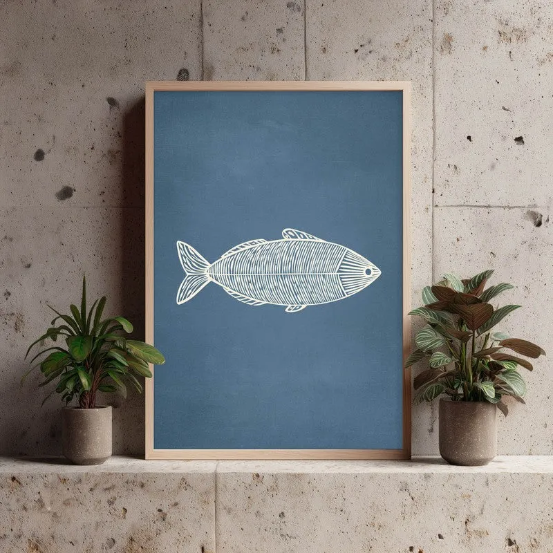 Minimal Fish Artwork Canvas Wall Painting With Brown Frame media 7