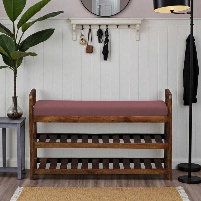 Sole Nest Mango Wood Shoe Rack - Pink media 3