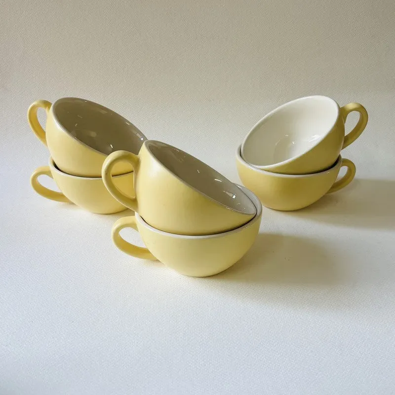 Ceramic Tea Cups (Yellow,240 mL Each) - Set Of Six media 6
