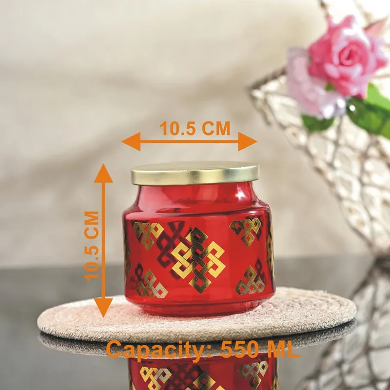 Rangoli Seal Airtight Jar (Red) - 550 mL media 5