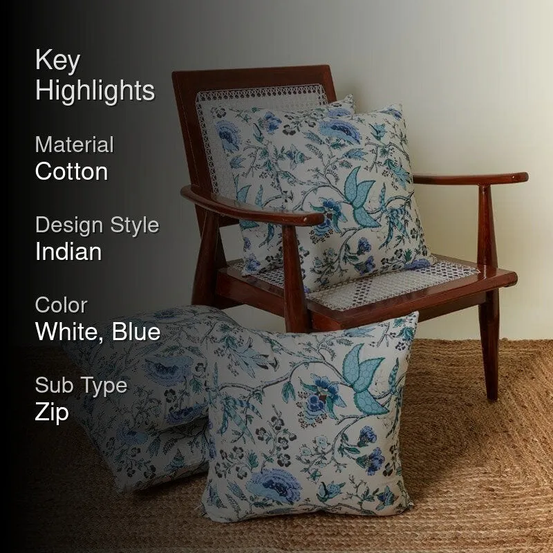 Lushlie Blooms Cushion Cover (Blue) - Set Of Five media 2