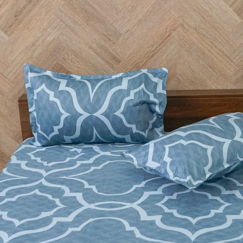 Medina Maze Ethnic Cotton Bedsheet (Blue) - 200 TC media 4