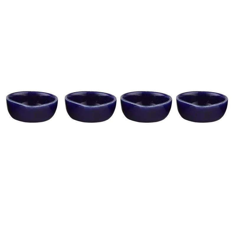 Earthen Festive Diya Set (Blue) - Set Of Four media 4
