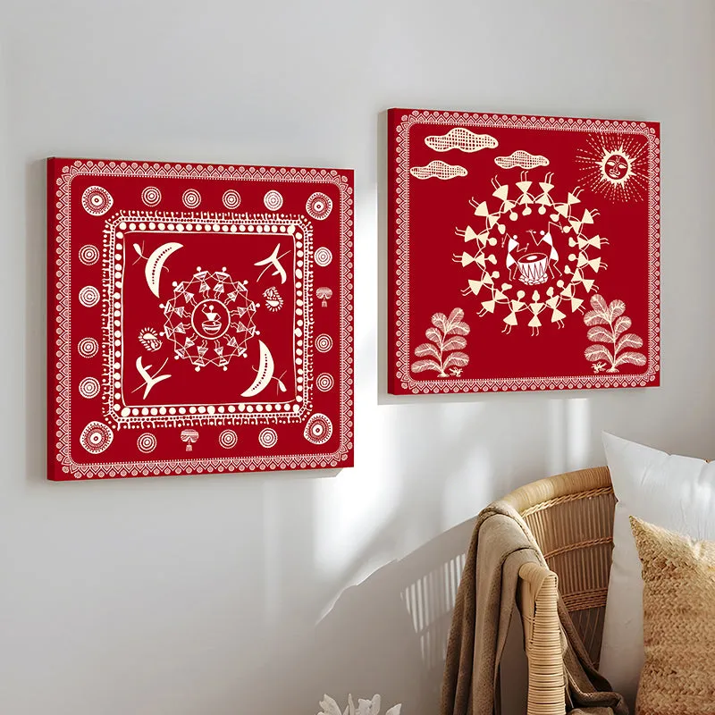 Warli Motif I Wall Art - Set Of Two media 3