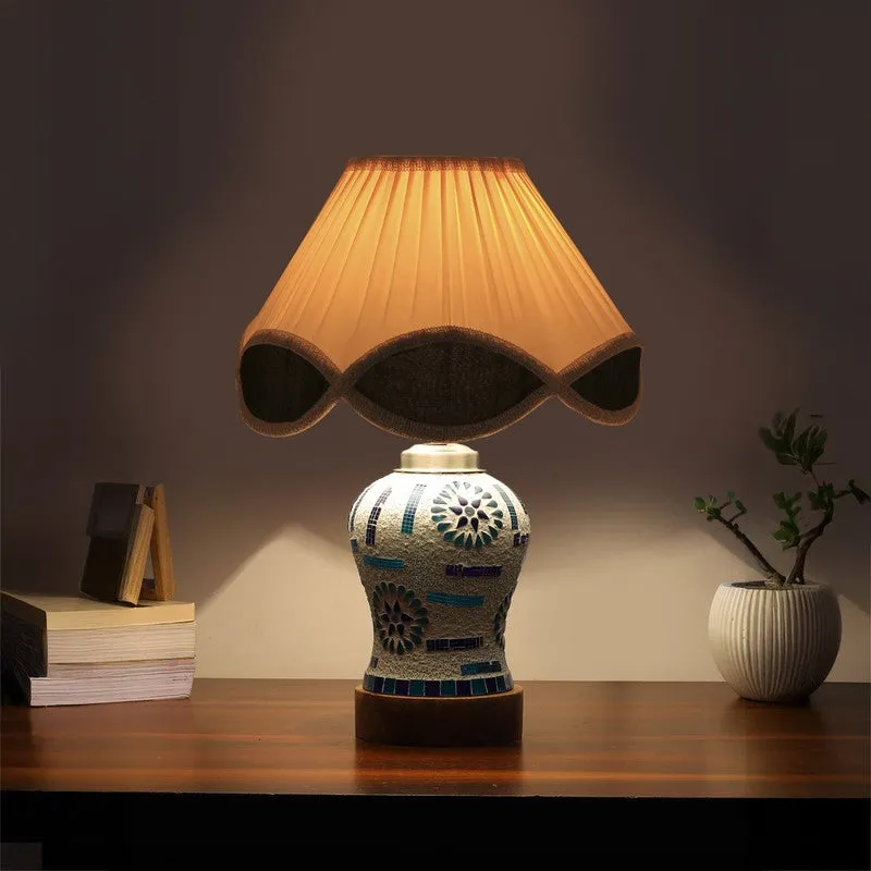 Sonara Arc Pleated Wooden Table Lamp - Multicolor media 1
