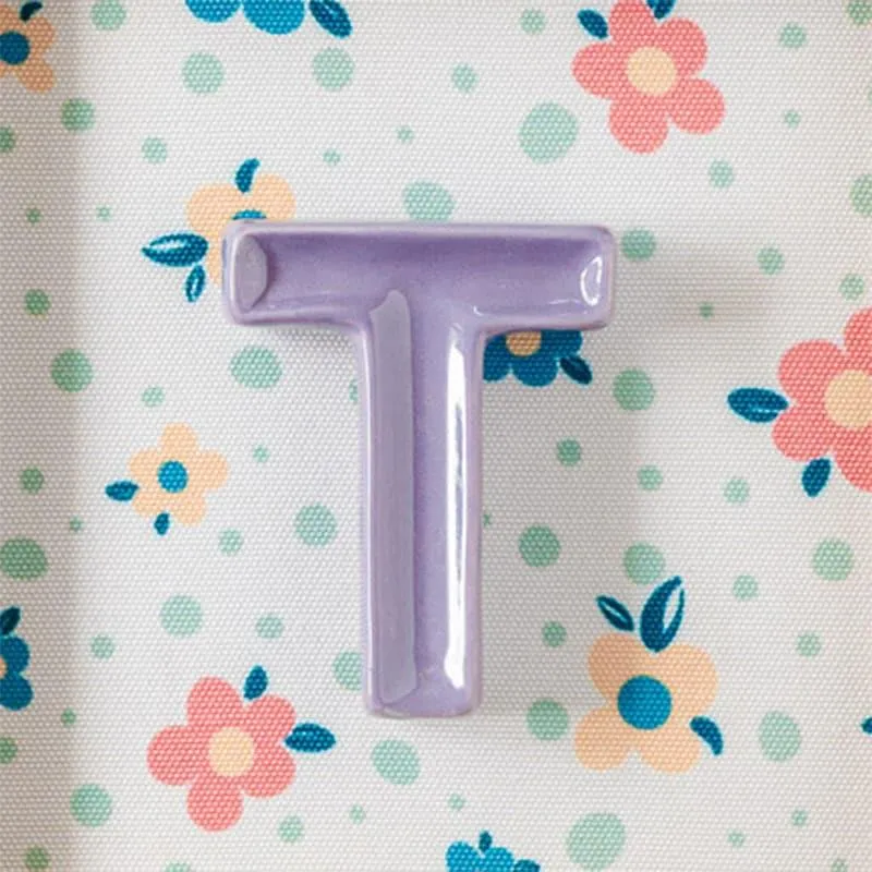 (T) Mini Mottled Mono Ceramic & Wooden Wall Accent - Purple media 4