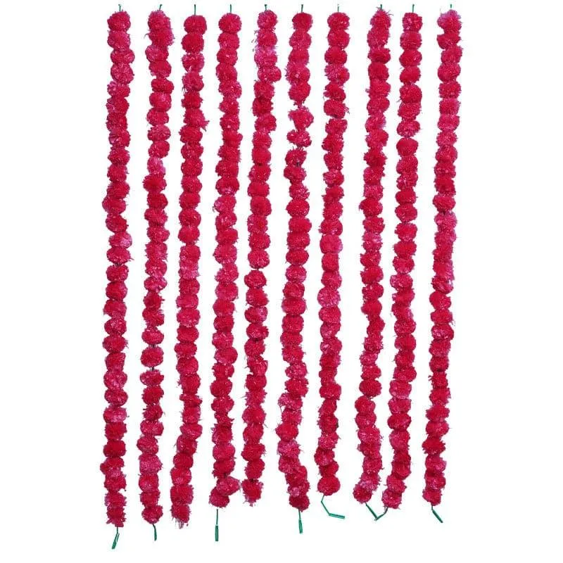 Faux Marigold Decorative Toran (Red) - Set Of Ten media 4