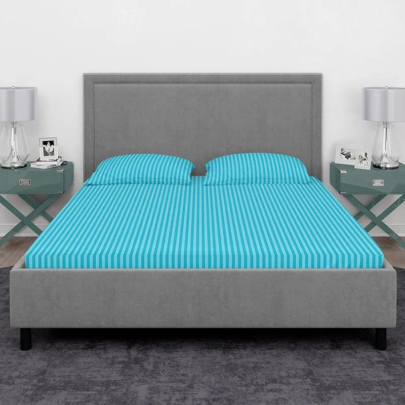 Chic Lines Geometric Cotton Bedsheet (Electric Blue) - 210 TC media 3