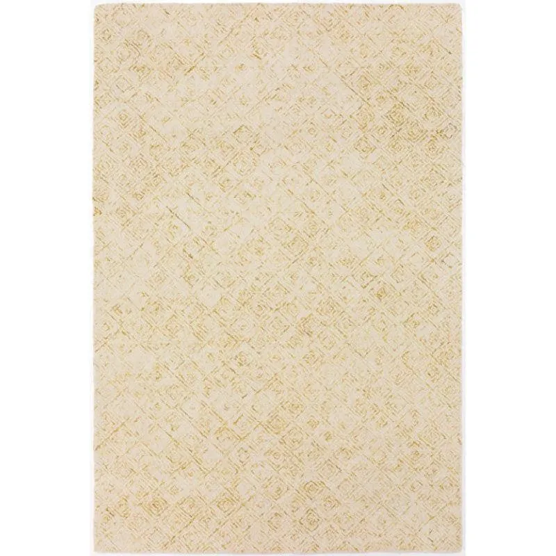 Timeless Textures Hand Tufted Wool Rug - Mustard & White media 1