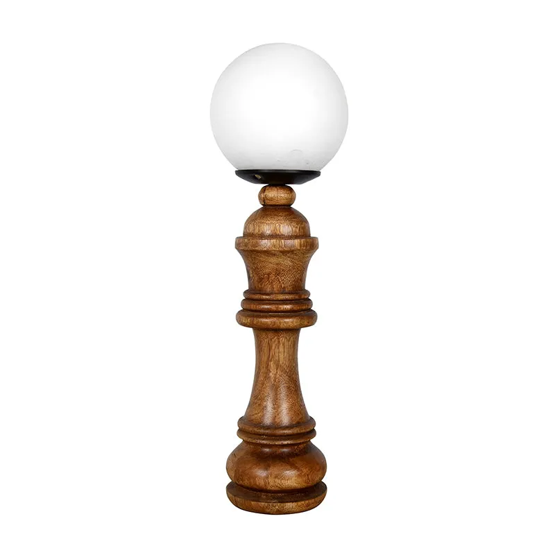 Chess Queen Wooden Table Lamp - Brown,White media 4