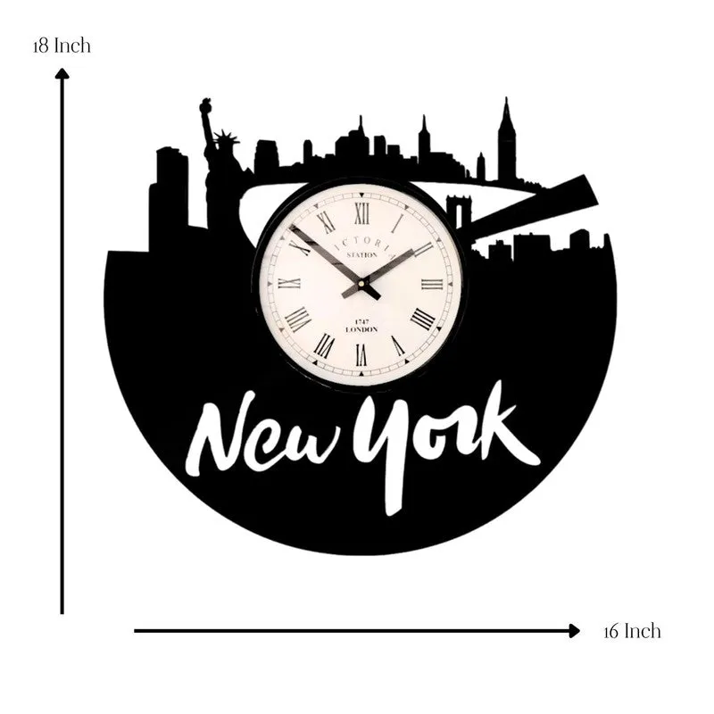 Newyork City Steel Analog Wall Clock - Black media 7