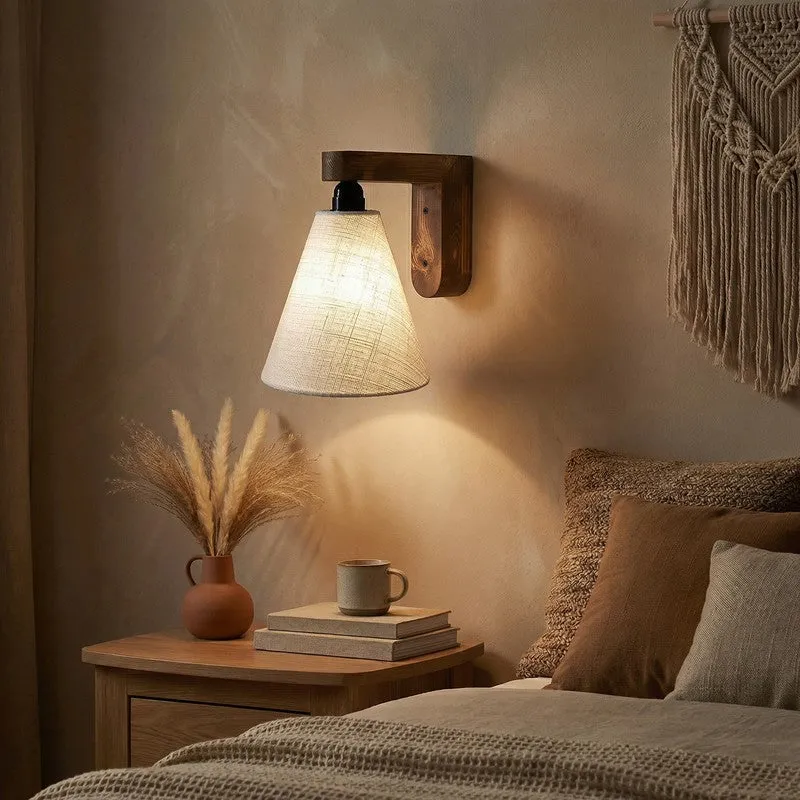 Onore Jute and Wooden Cone Wall Lamp media 3