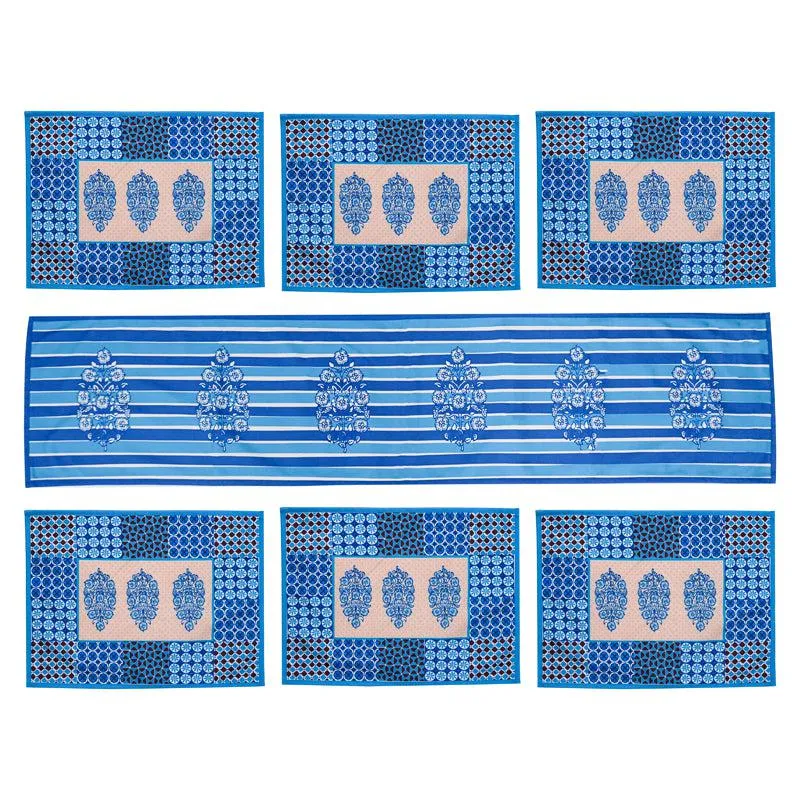 Indigo Imal Table Runner & Placemat - Seven Piece Set media 3