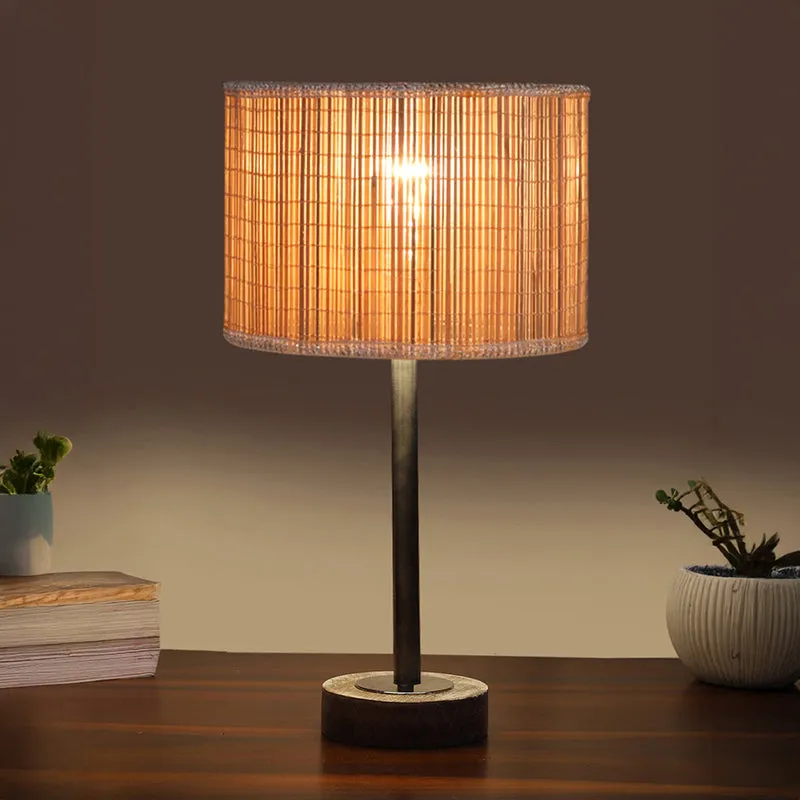 Bambou Rodin Wooden Table Lamp - Beige,Silver,White media 1