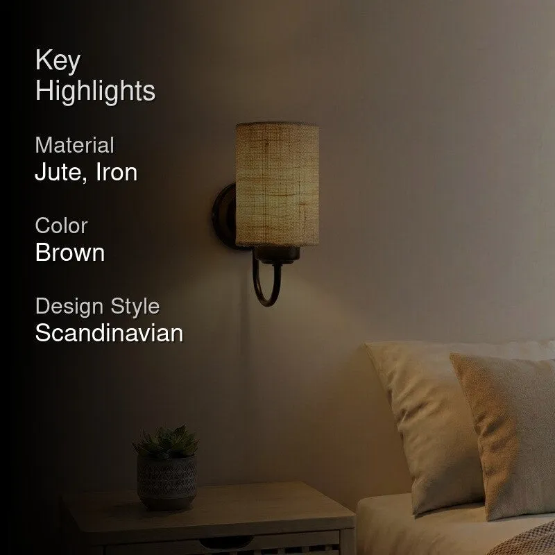 Cyluxe Soft Loom Jute Wall Lamp - Brown media 2