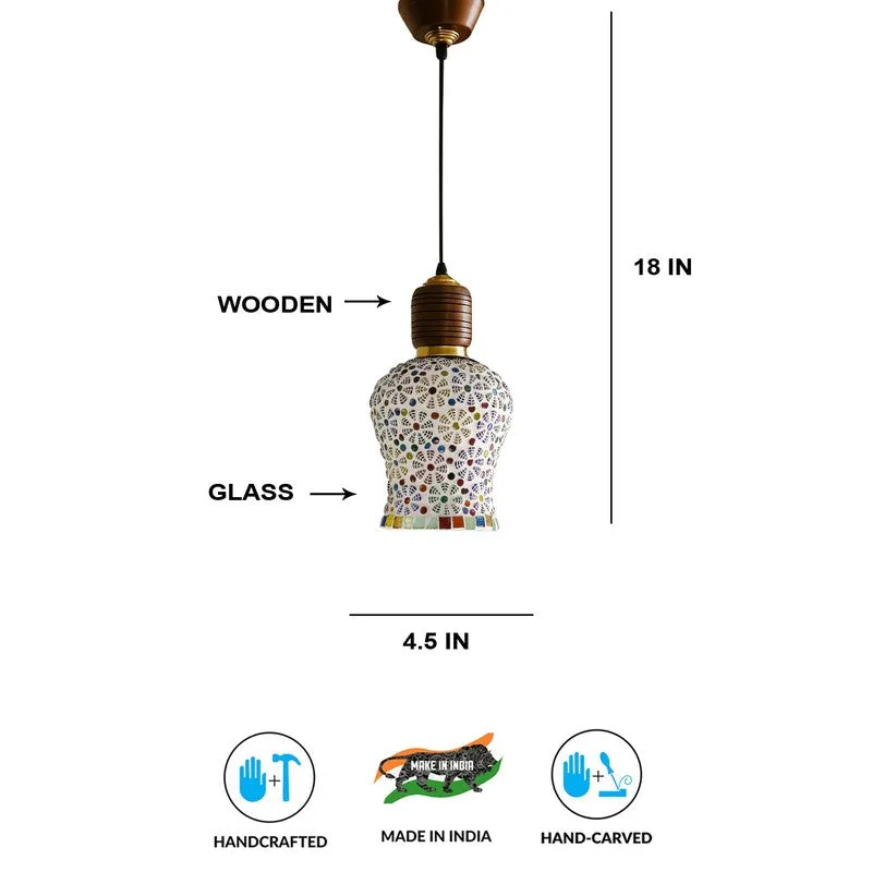 Mosaic Stripe Pendant Wooden Ceiling Lamp media 5