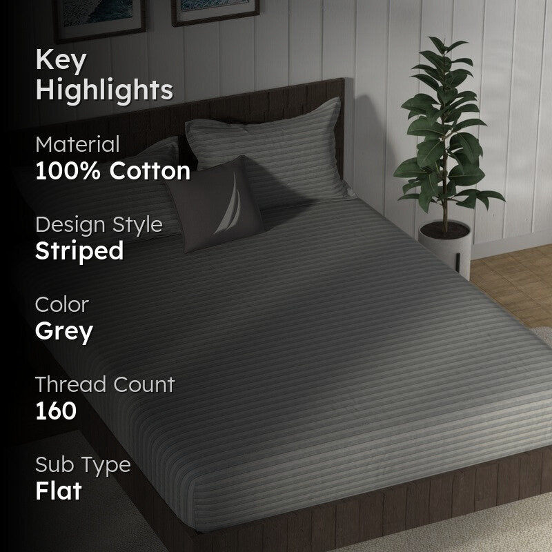 Nautica Whisper Cotton Bedsheet (Grey) - 160 TC media 2