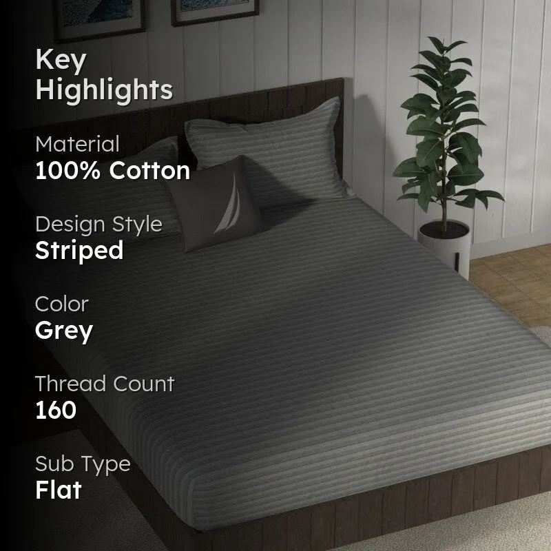Nautica Whisper Cotton Bedsheet (Grey) - 160 TC media 2