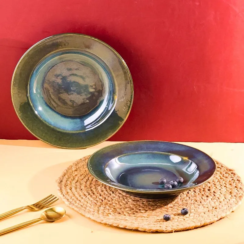 Eriga Ceramic Pasta Plate - Green media 3