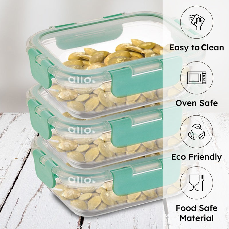 Bitzy Leak Proof Glass Lunch Box (185 mL Each) - Set Of Three