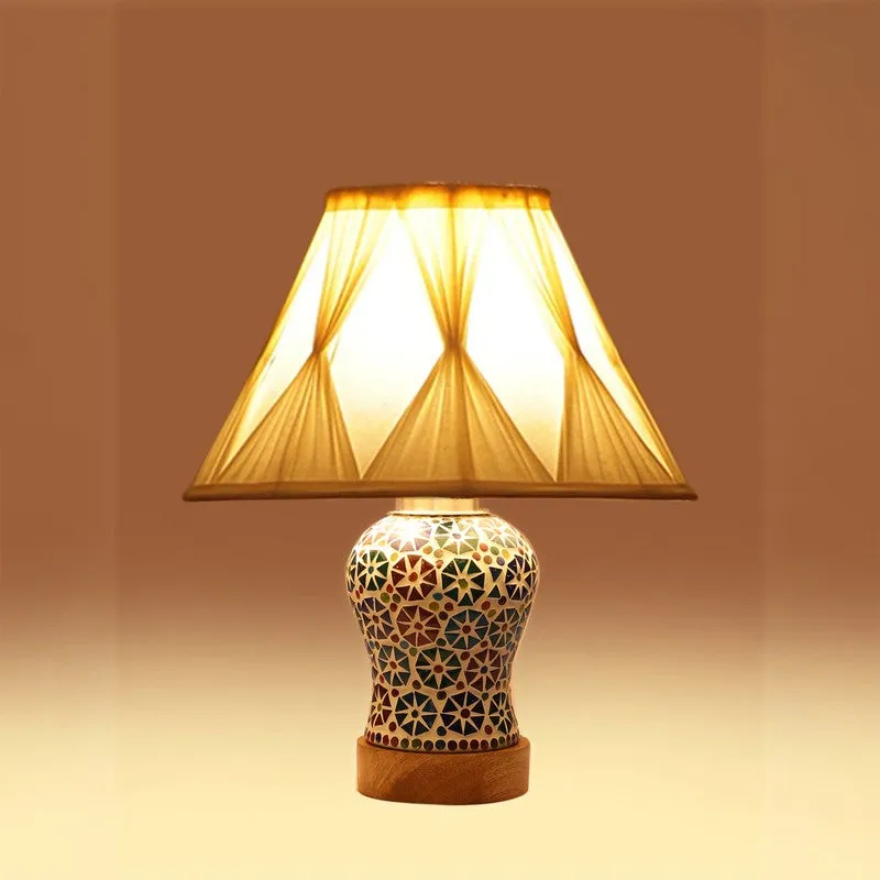 Astrona Smocked Wooden Table Lamp - Multicolor media 7