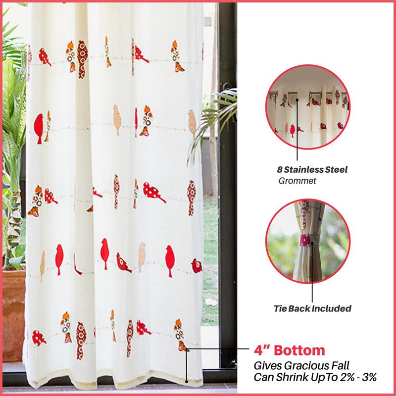 Urban Space Pakshi Curtain (Pink) - Set Of Two media 4